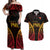 Custom Papua New Guinea Cricket Couples Matching Off Shoulder Maxi Dress and Hawaiian Shirt Go Barramundis