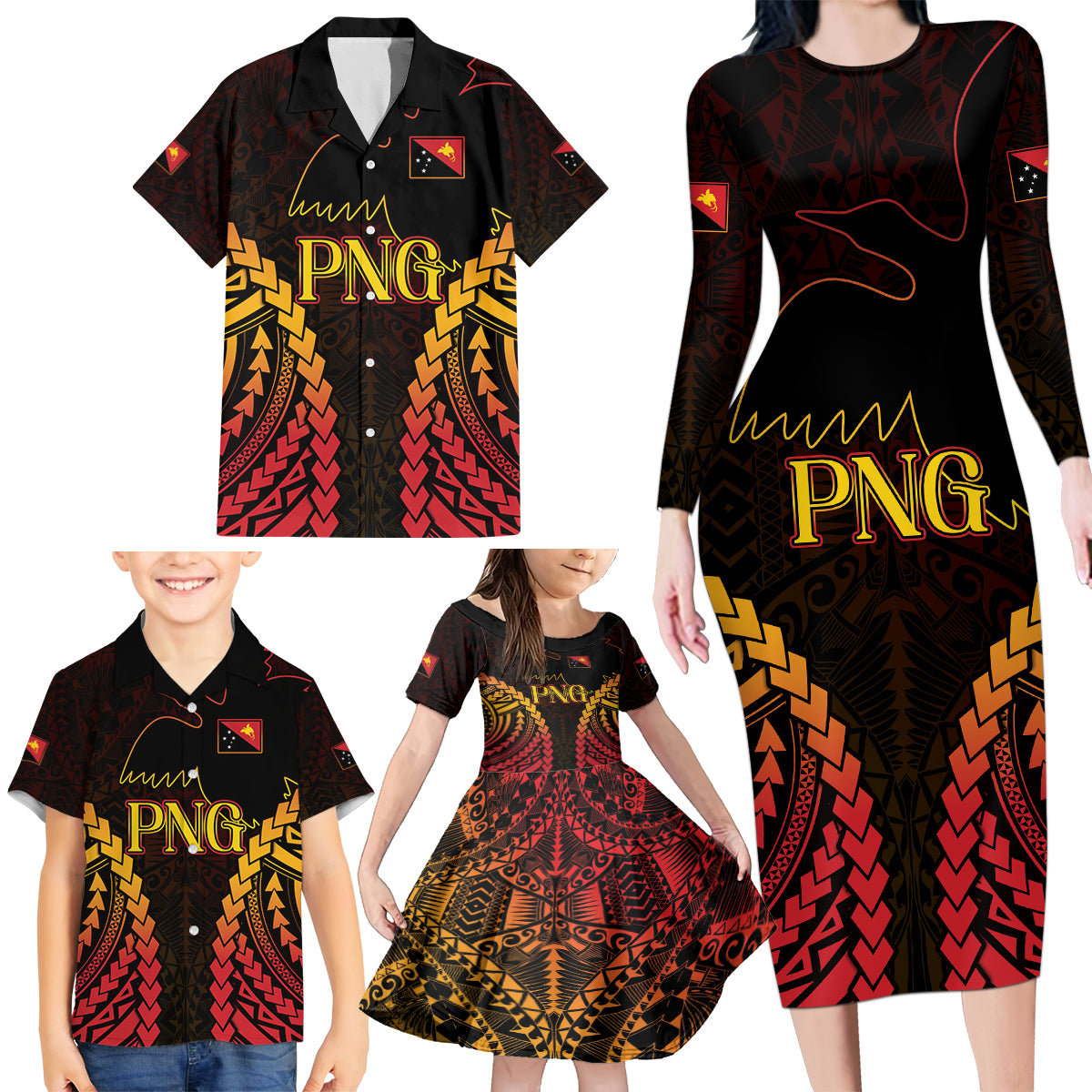 Custom Papua New Guinea Cricket Family Matching Long Sleeve Bodycon Dress and Hawaiian Shirt Go Barramundis