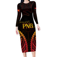 Custom Papua New Guinea Cricket Family Matching Long Sleeve Bodycon Dress and Hawaiian Shirt Go Barramundis