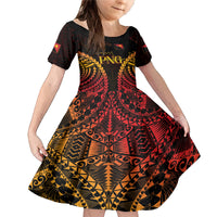 Custom Papua New Guinea Cricket Family Matching Mermaid Dress and Hawaiian Shirt Go Barramundis LT9 Daughter's Dress Black - Polynesian Pride