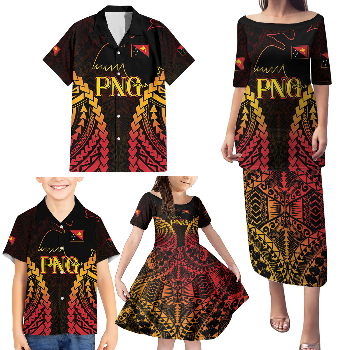 Custom Papua New Guinea Cricket Family Matching Puletasi and Hawaiian Shirt Go Barramundis