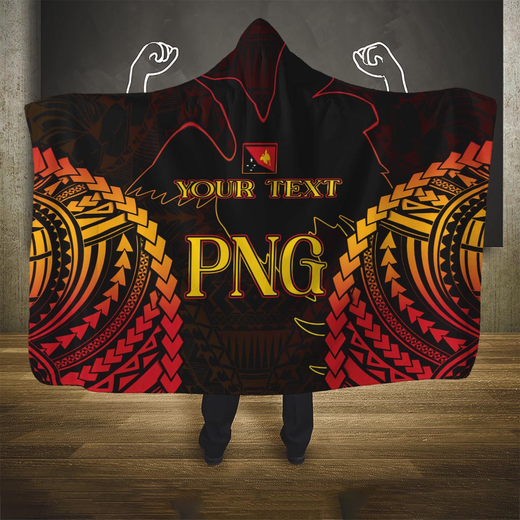 Custom Papua New Guinea Cricket Hooded Blanket Go Barramundis LT9 One Size Black - Polynesian Pride