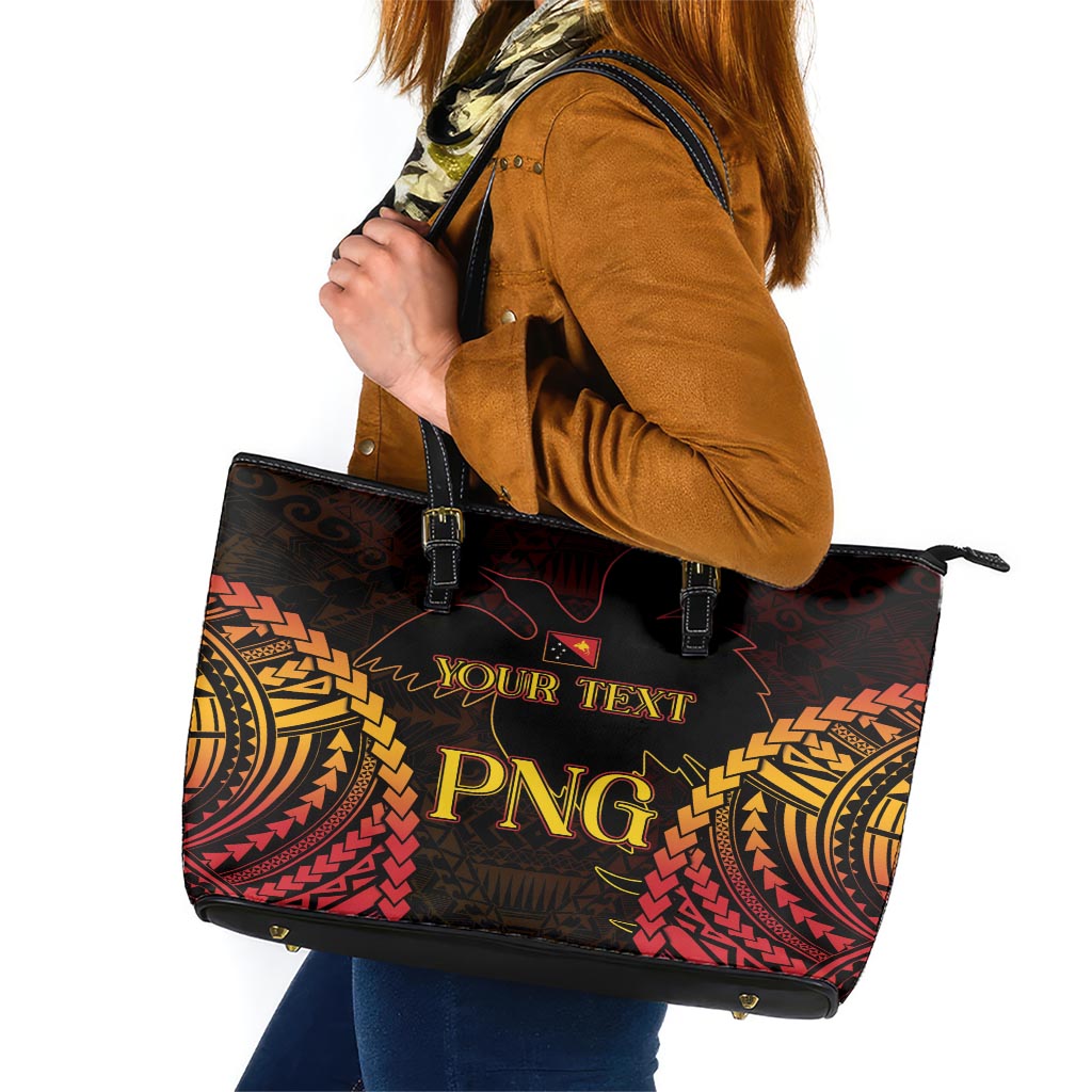 Custom Papua New Guinea Cricket Leather Tote Bag Go Barramundis LT9 Black - Polynesian Pride