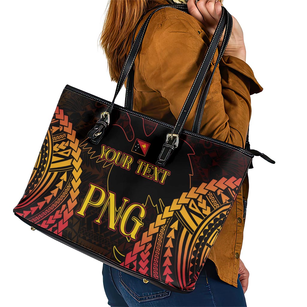 Custom Papua New Guinea Cricket Leather Tote Bag Go Barramundis LT9 - Polynesian Pride