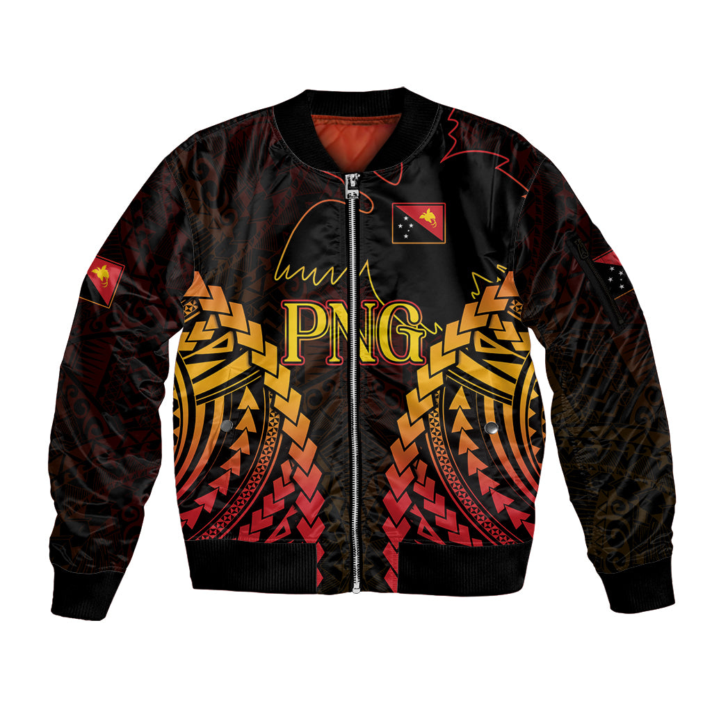 Custom Papua New Guinea Cricket Sleeve Zip Bomber Jacket Go Barramundis LT9 Unisex Black - Polynesian Pride