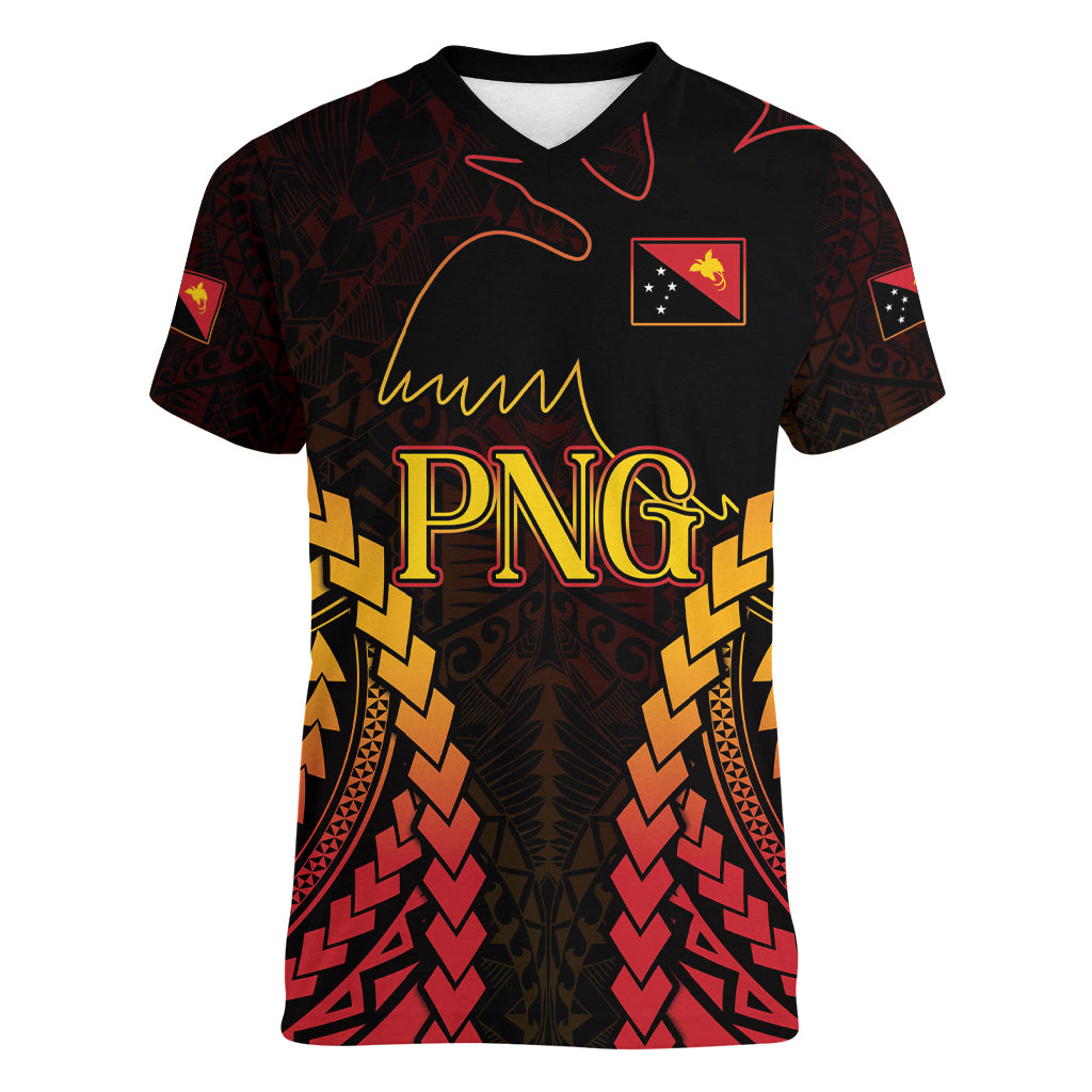 Custom Papua New Guinea Cricket Women V-Neck T-Shirt Go Barramundis