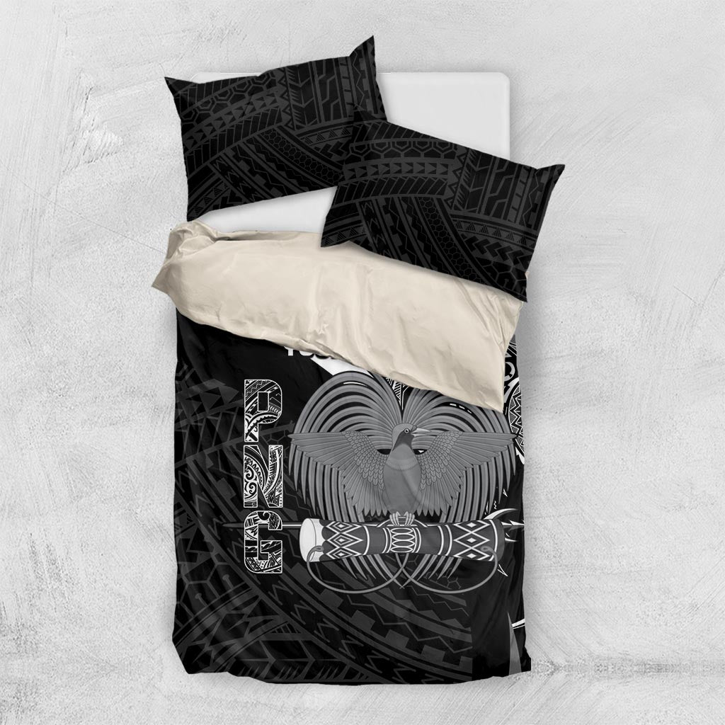 Custom Papua New Guinea Cricket Bedding Set Tribal Bird of Paradise Tattoo LT9 US Twin 172cm x 218cm Black - Polynesian Pride