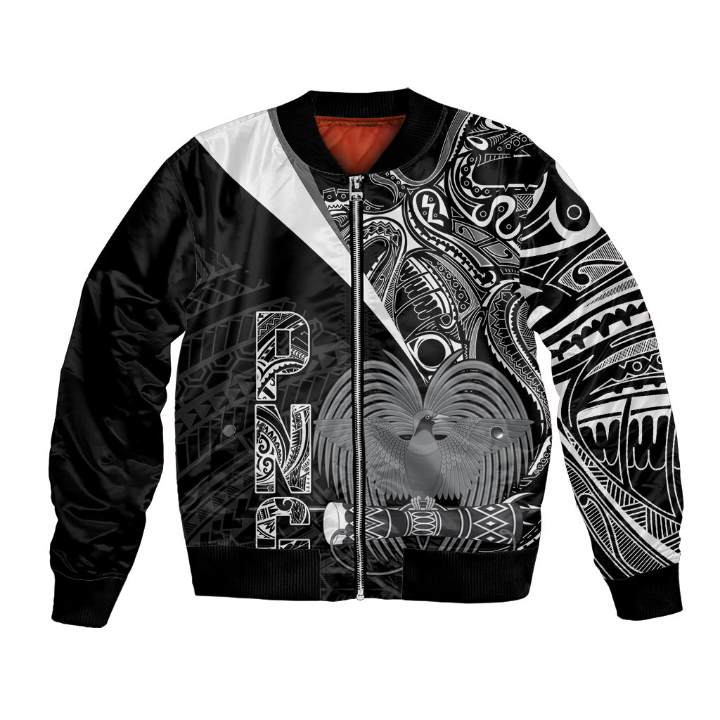 Custom Papua New Guinea Cricket Bomber Jacket Tribal Bird of Paradise Tattoo LT9 Unisex Black - Polynesian Pride