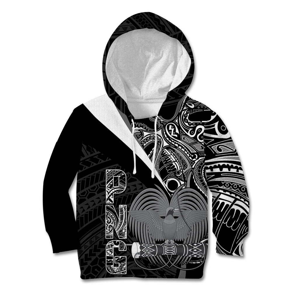 Custom Papua New Guinea Cricket Kid Hoodie Tribal Bird of Paradise Tattoo