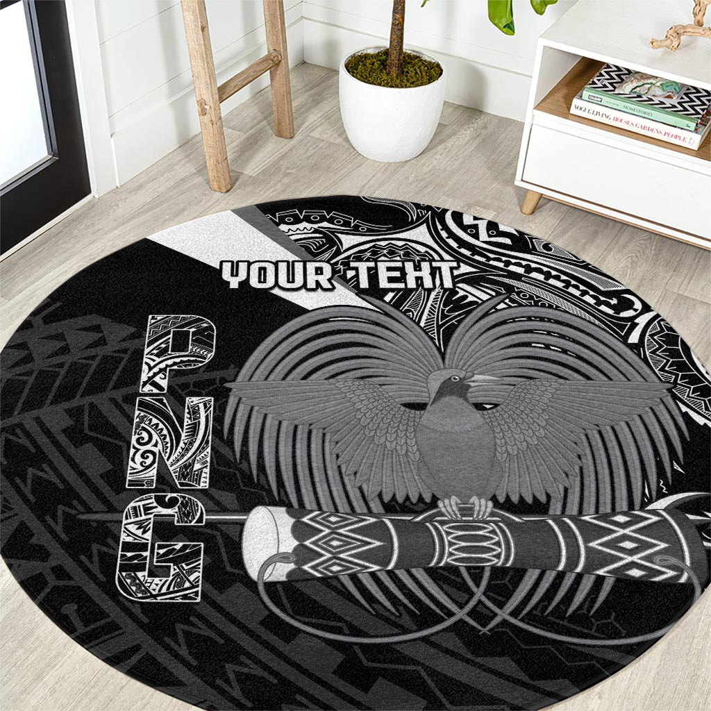 Custom Papua New Guinea Cricket Round Carpet Tribal Bird of Paradise Tattoo