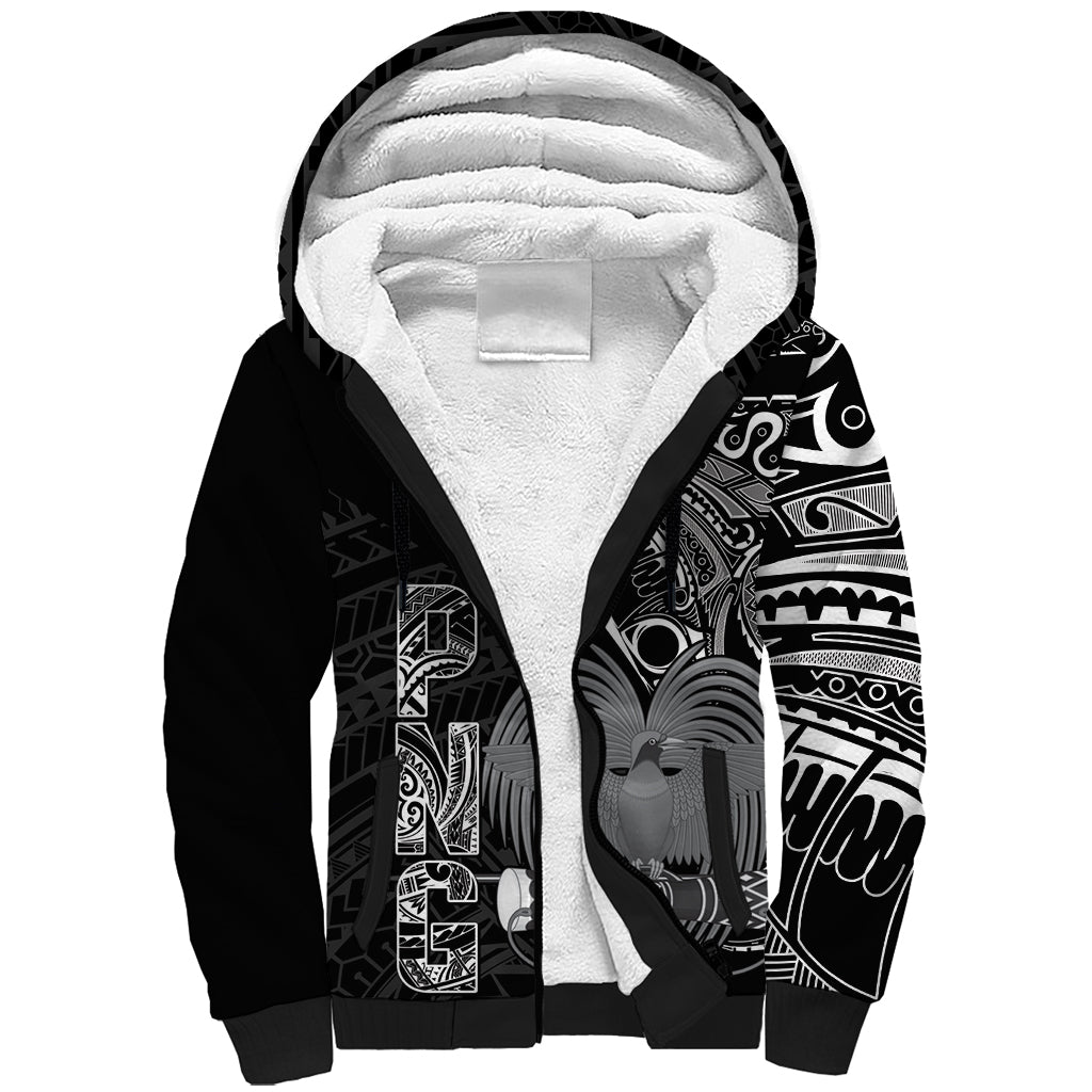 Custom Papua New Guinea Cricket Sherpa Hoodie Tribal Bird of Paradise Tattoo