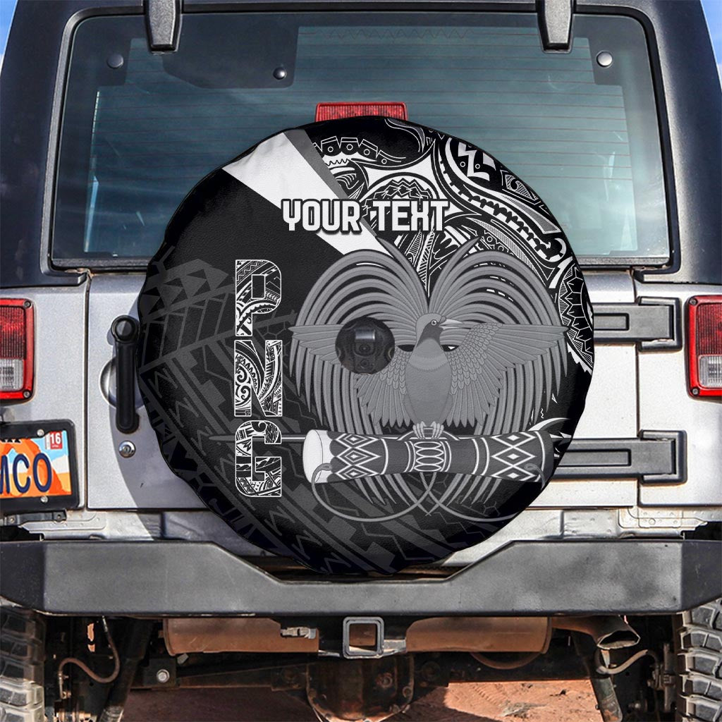 Custom Papua New Guinea Cricket Spare Tire Cover Tribal Bird of Paradise Tattoo LT9 Black - Polynesian Pride
