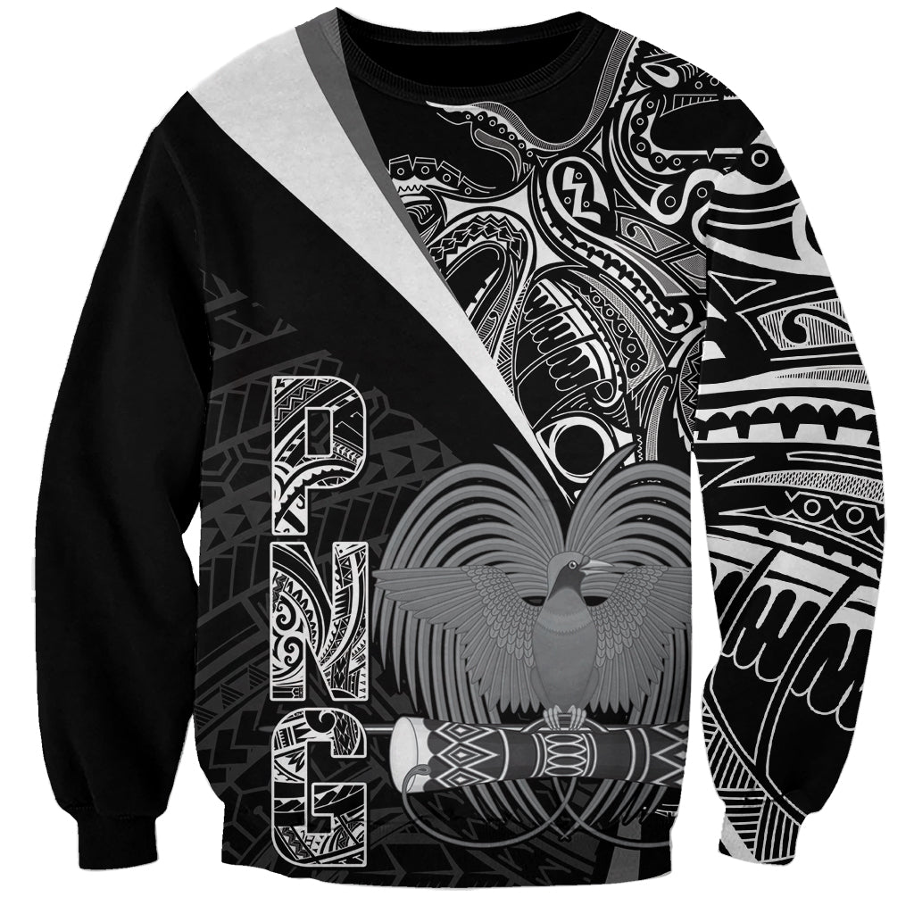 Custom Papua New Guinea Cricket Sweatshirt Tribal Bird of Paradise Tattoo LT9 Unisex Black - Polynesian Pride