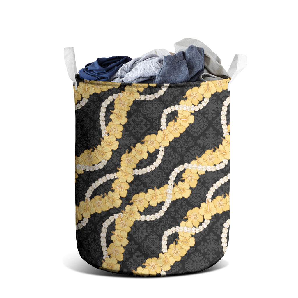 Aloha Melemele Hibiscus Pikake Lei Laundry Basket Hawaiian Quilt Pattern