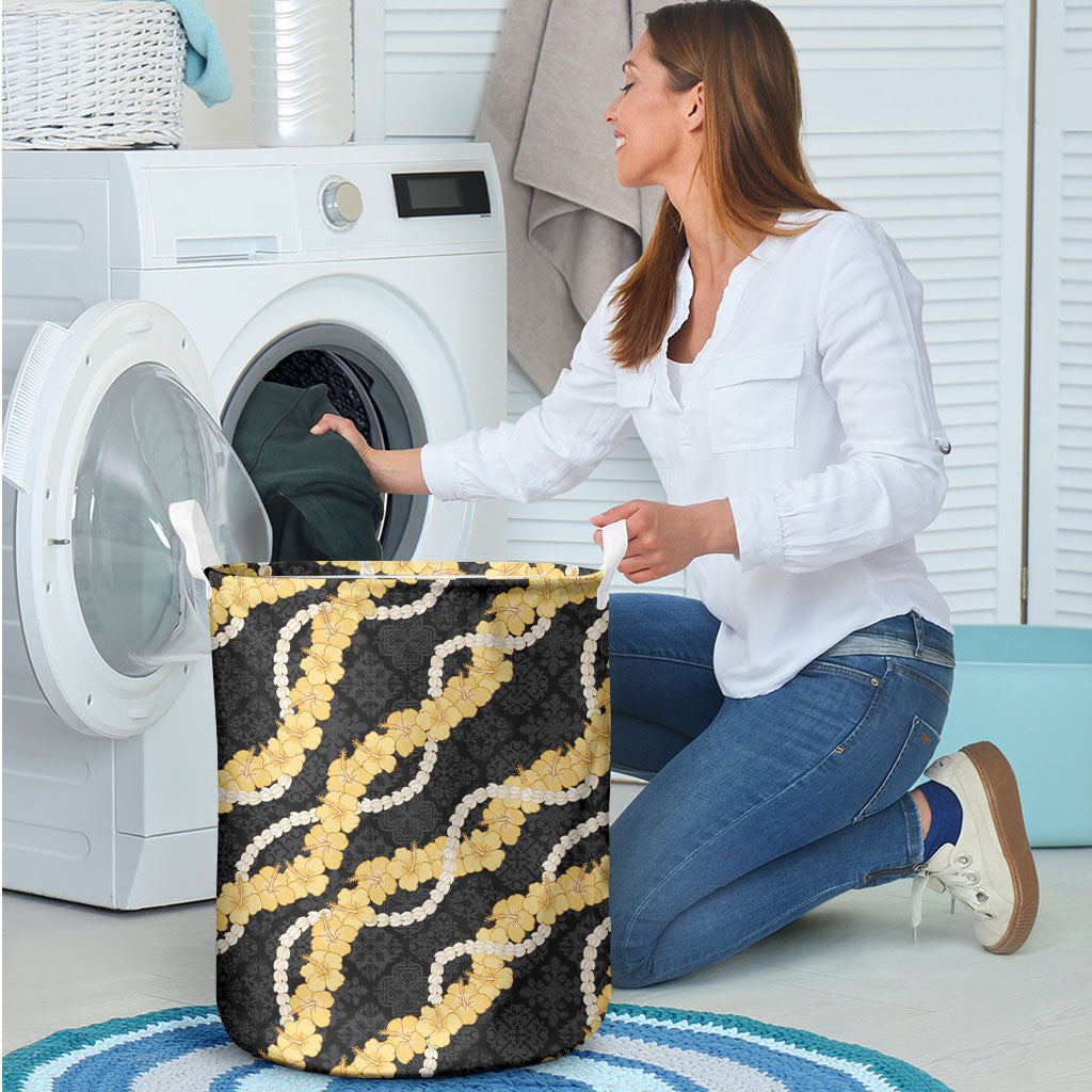 Aloha Melemele Hibiscus Pikake Lei Laundry Basket Hawaiian Quilt Pattern