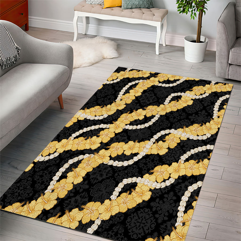 Aloha Melemele Hibiscus Pikake Lei Area Rug Hawaiian Quilt Pattern LT9 - Polynesian Pride