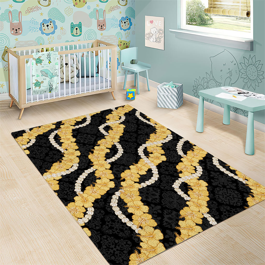 Aloha Melemele Hibiscus Pikake Lei Area Rug Hawaiian Quilt Pattern LT9 - Polynesian Pride