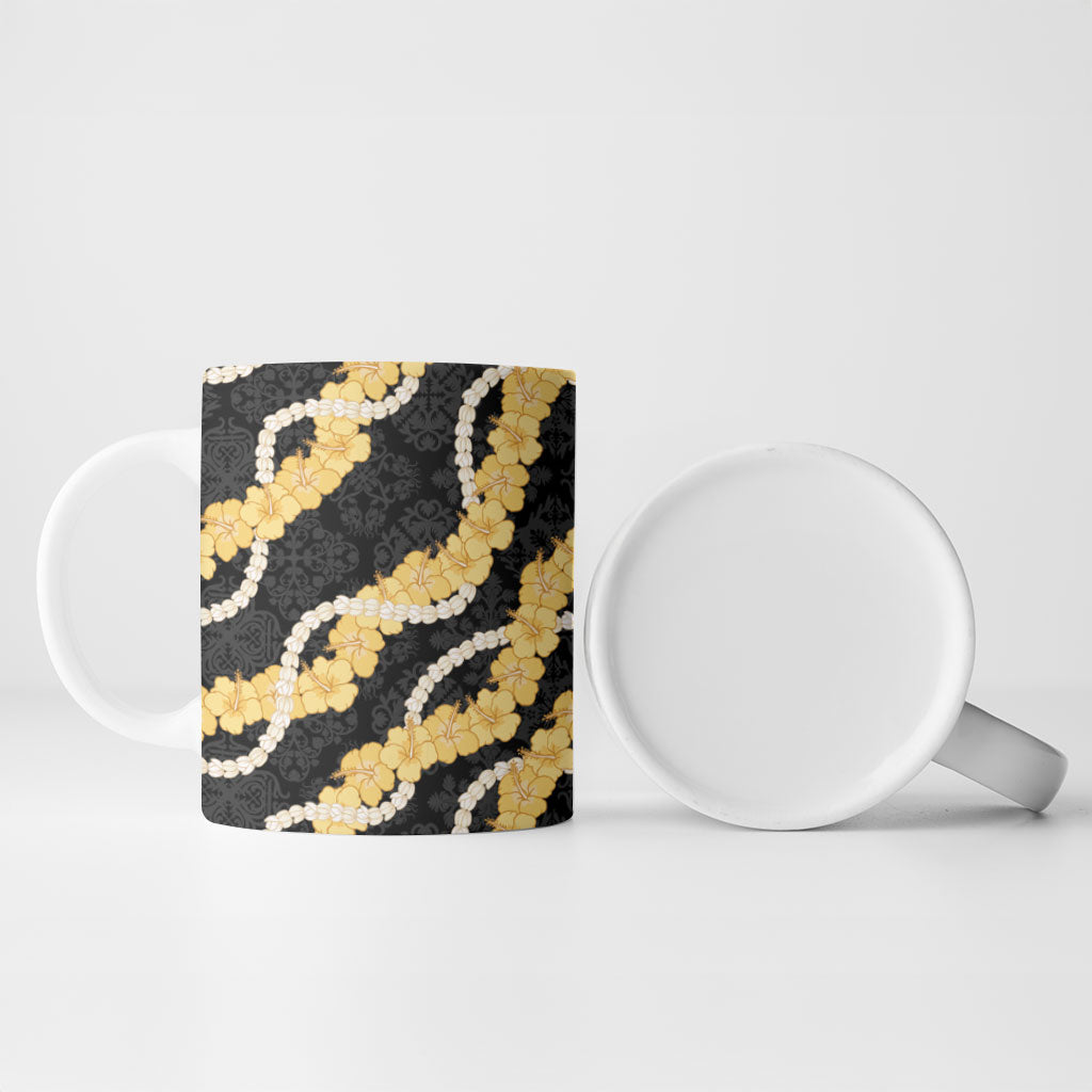 Aloha Melemele Hibiscus Pikake Lei Ceramic Mug Hawaiian Quilt Pattern