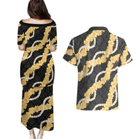 Aloha Melemele Hibiscus Pikake Lei Couples Matching Puletasi and Hawaiian Shirt Hawaiian Quilt Pattern