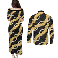 Aloha Melemele Hibiscus Pikake Lei Couples Matching Puletasi and Long Sleeve Button Shirt Hawaiian Quilt Pattern LT9 - Polynesian Pride