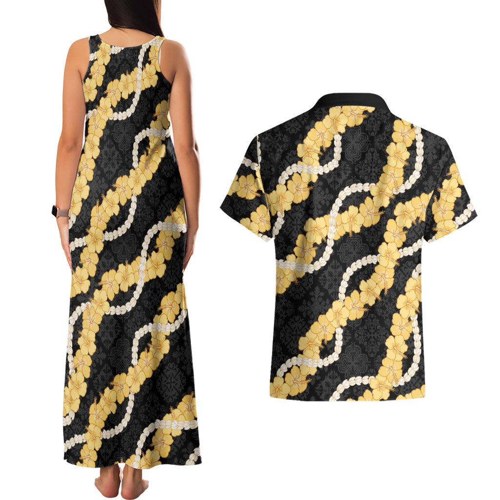 Aloha Melemele Hibiscus Pikake Lei Couples Matching Tank Maxi Dress and Hawaiian Shirt Hawaiian Quilt Pattern