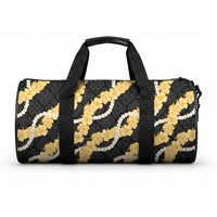 Aloha Melemele Hibiscus Pikake Lei Duffle Bag Hawaiian Quilt Pattern LT9 One size Black - Polynesian Pride
