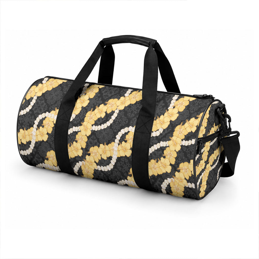 Aloha Melemele Hibiscus Pikake Lei Duffle Bag Hawaiian Quilt Pattern LT9 - Polynesian Pride