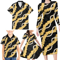 Aloha Melemele Hibiscus Pikake Lei Family Matching Long Sleeve Bodycon Dress and Hawaiian Shirt Hawaiian Quilt Pattern