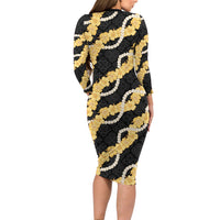 Aloha Melemele Hibiscus Pikake Lei Family Matching Long Sleeve Bodycon Dress and Hawaiian Shirt Hawaiian Quilt Pattern