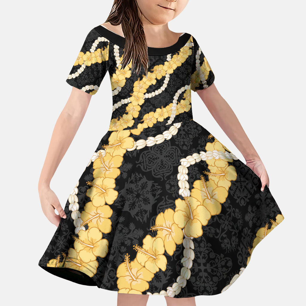 Aloha Melemele Hibiscus Pikake Lei Family Matching Off The Shoulder Long Sleeve Dress and Hawaiian Shirt Hawaiian Quilt Pattern