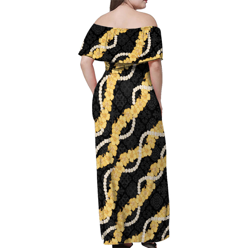 Aloha Melemele Hibiscus Pikake Lei Family Matching Off Shoulder Maxi Dress and Hawaiian Shirt Hawaiian Quilt Pattern