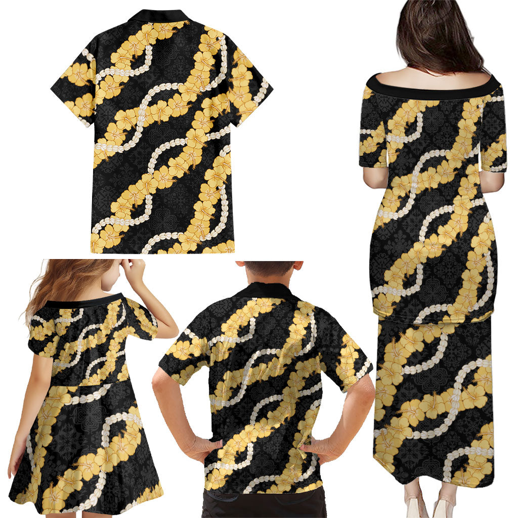 Aloha Melemele Hibiscus Pikake Lei Family Matching Puletasi and Hawaiian Shirt Hawaiian Quilt Pattern