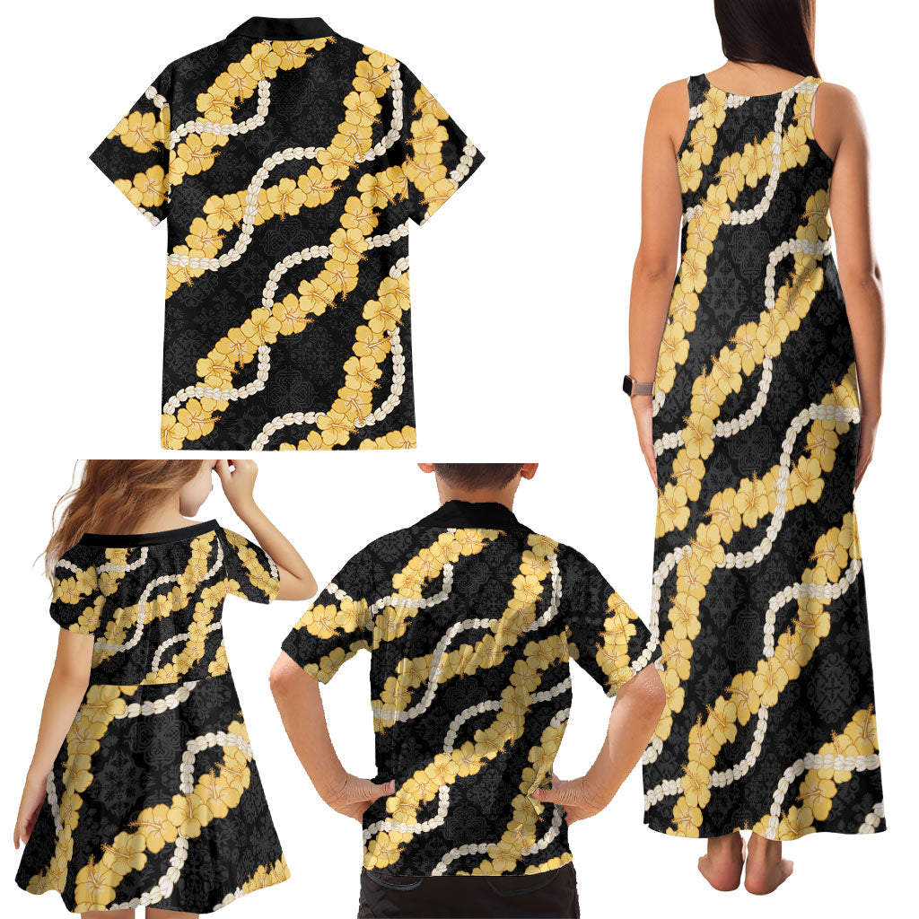 Aloha Melemele Hibiscus Pikake Lei Family Matching Tank Maxi Dress and Hawaiian Shirt Hawaiian Quilt Pattern