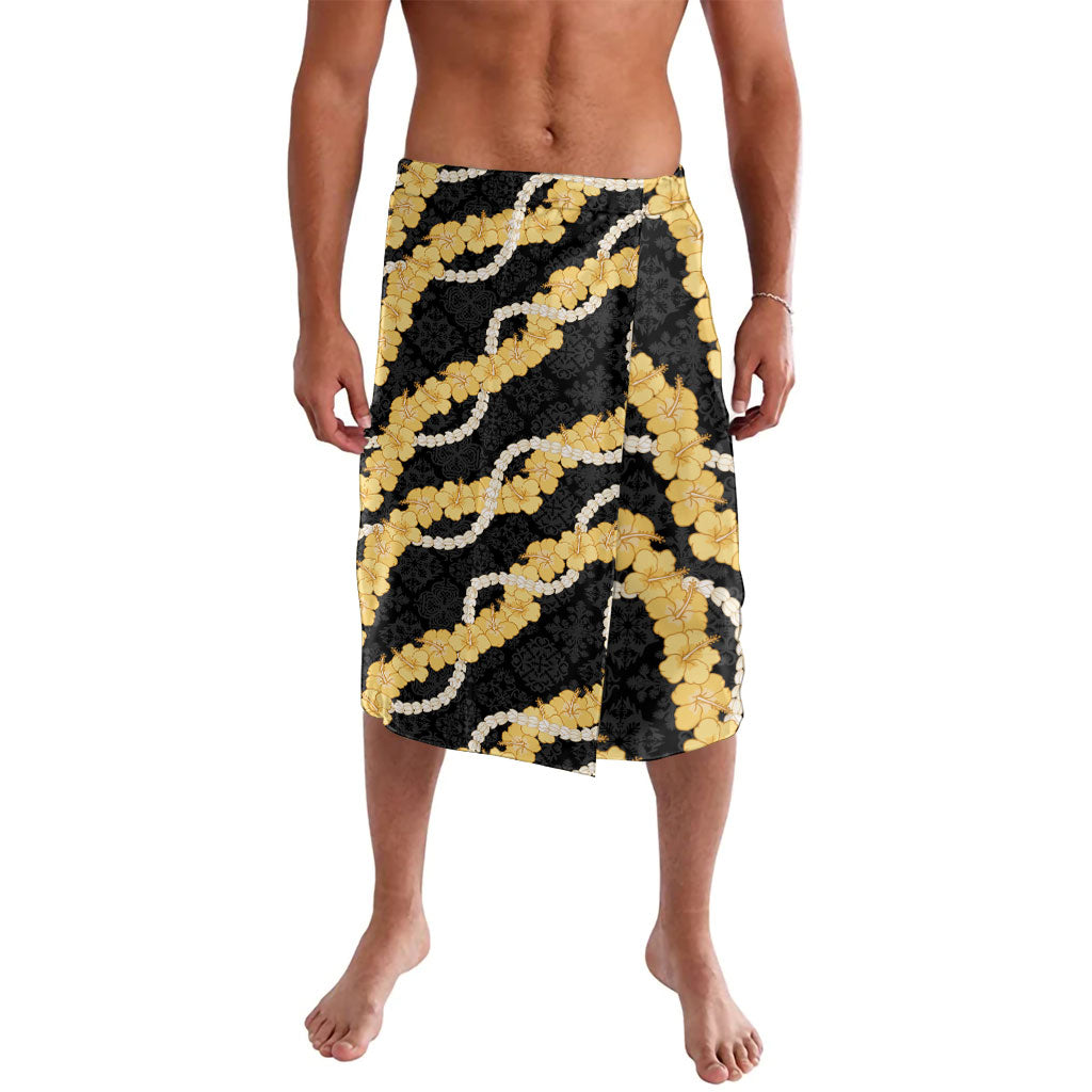 Aloha Melemele Hibiscus Pikake Lei Lavalava Hawaiian Quilt Pattern LT9 Black - Polynesian Pride
