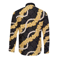 Aloha Melemele Hibiscus Pikake Lei Long Sleeve Button Shirt Hawaiian Quilt Pattern