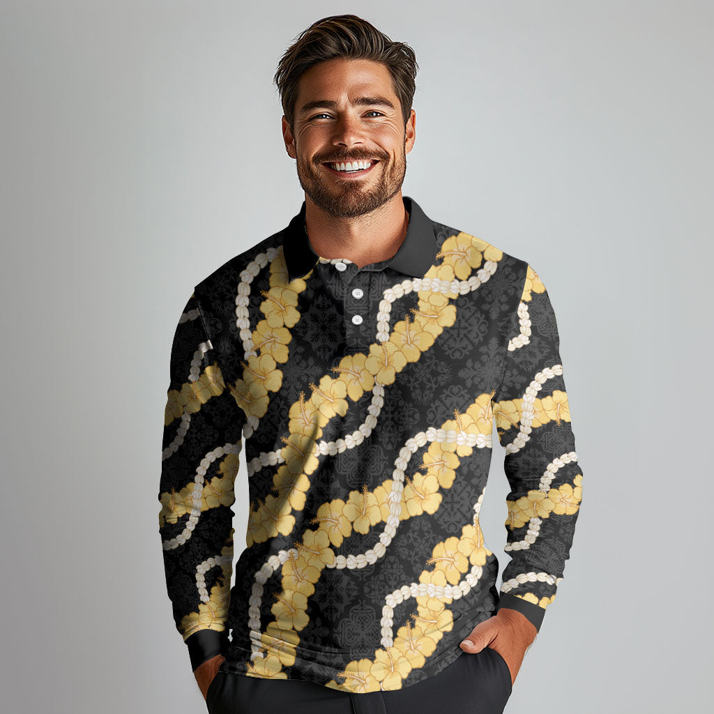 Aloha Melemele Hibiscus Pikake Lei Long Sleeve Polo Shirt Hawaiian Quilt Pattern