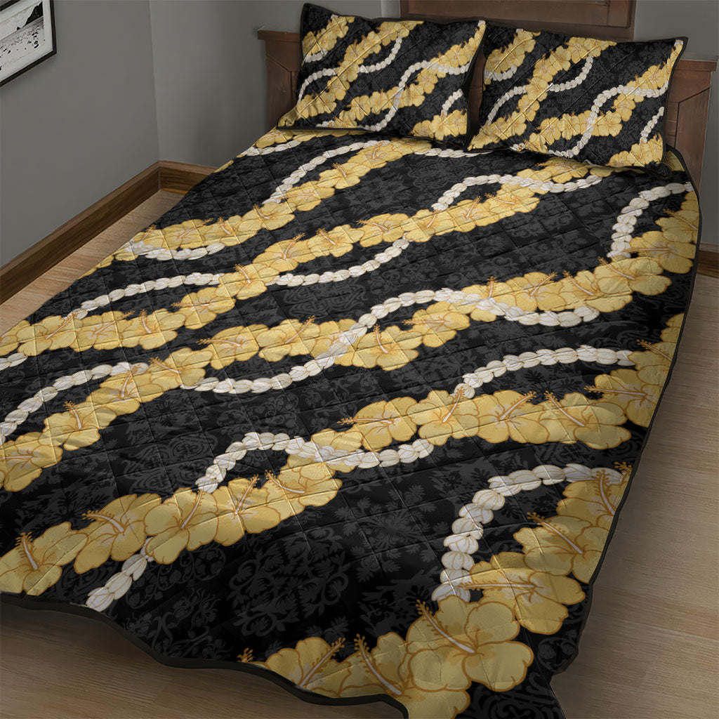 Aloha Melemele Hibiscus Pikake Lei Quilt Bed Set Hawaiian Quilt Pattern