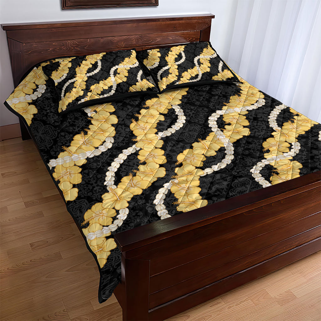 Aloha Melemele Hibiscus Pikake Lei Quilt Bed Set Hawaiian Quilt Pattern