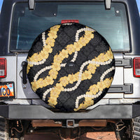 Aloha Melemele Hibiscus Pikake Lei Spare Tire Cover Hawaiian Quilt Pattern LT9 Black - Polynesian Pride