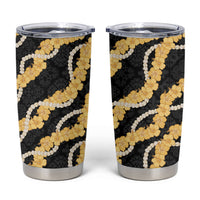 Aloha Melemele Hibiscus Pikake Lei Tumbler Cup Hawaiian Quilt Pattern LT9 Black - Polynesian Pride