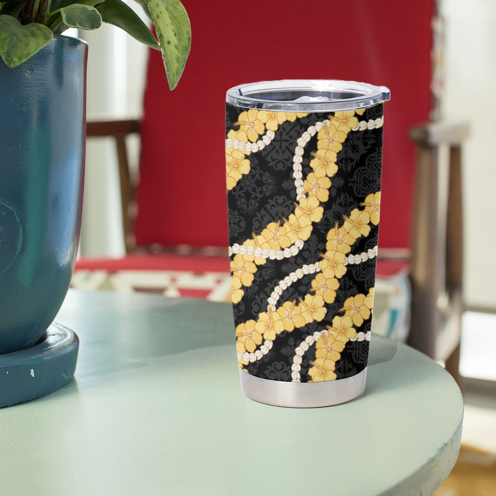 Aloha Melemele Hibiscus Pikake Lei Tumbler Cup Hawaiian Quilt Pattern LT9 - Polynesian Pride