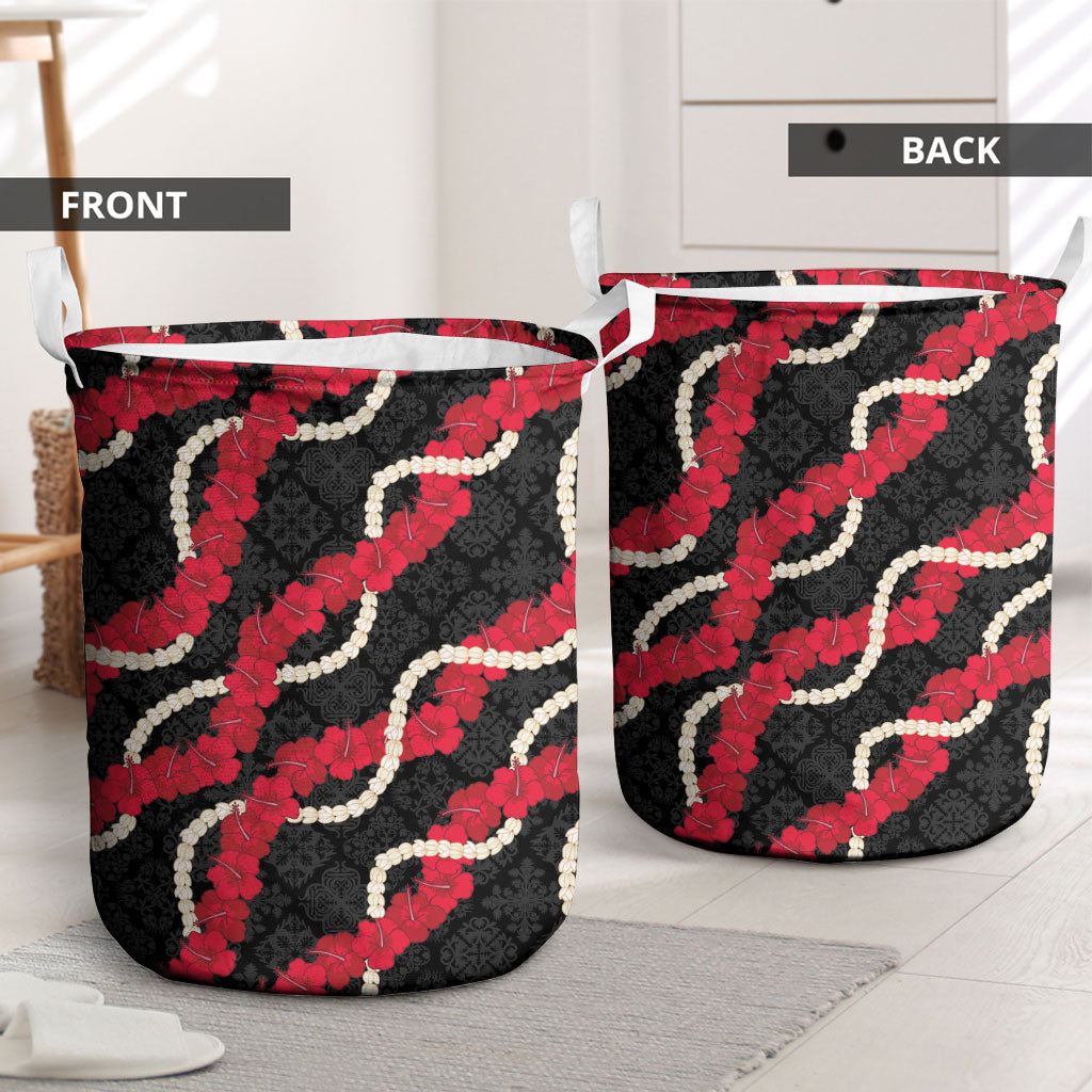 Aloha Ula'ula Hibiscus Pikake Lei Laundry Basket Hawaiian Quilt Pattern