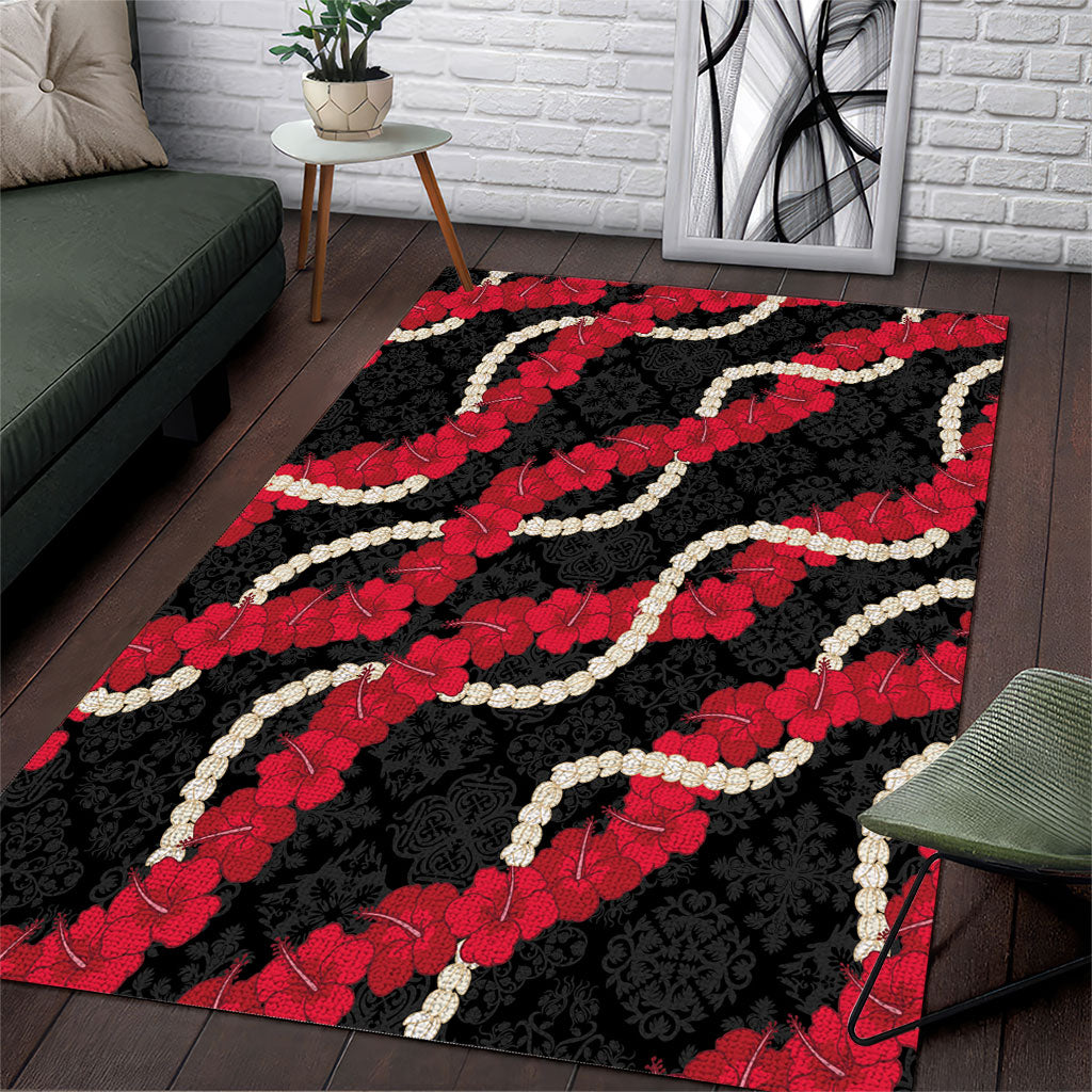 Aloha Ula'ula Hibiscus Pikake Lei Area Rug Hawaiian Quilt Pattern
