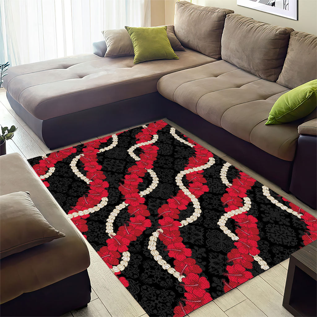 Aloha Ula'ula Hibiscus Pikake Lei Area Rug Hawaiian Quilt Pattern LT9 - Polynesian Pride