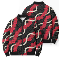 Aloha Ula'ula Hibiscus Pikake Lei Bomber Puffer Jacket Hawaiian Quilt Pattern