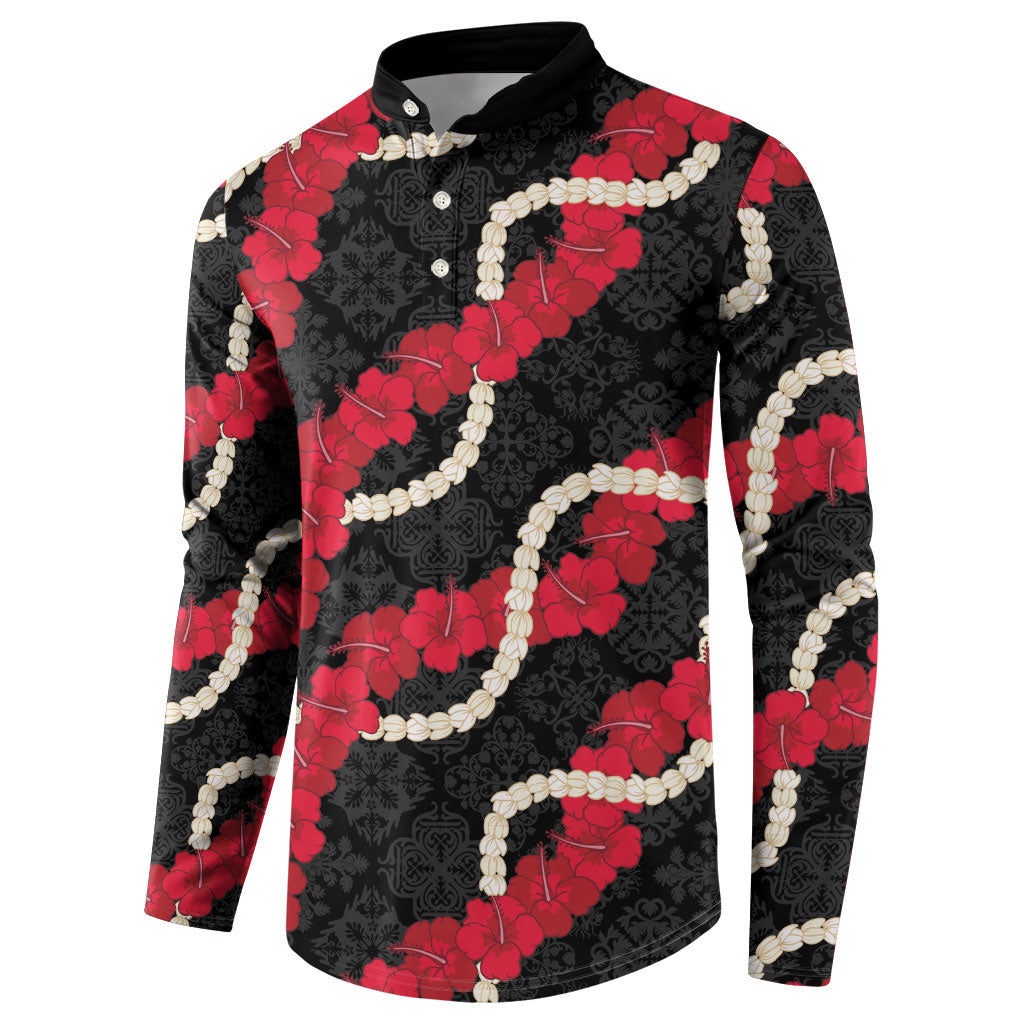 Aloha Ula'ula Hibiscus Pikake Lei Button Sweatshirt Hawaiian Quilt Pattern