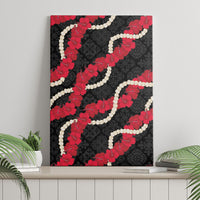 Aloha Ula'ula Hibiscus Pikake Lei Canvas Wall Art Hawaiian Quilt Pattern