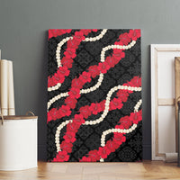 Aloha Ula'ula Hibiscus Pikake Lei Canvas Wall Art Hawaiian Quilt Pattern