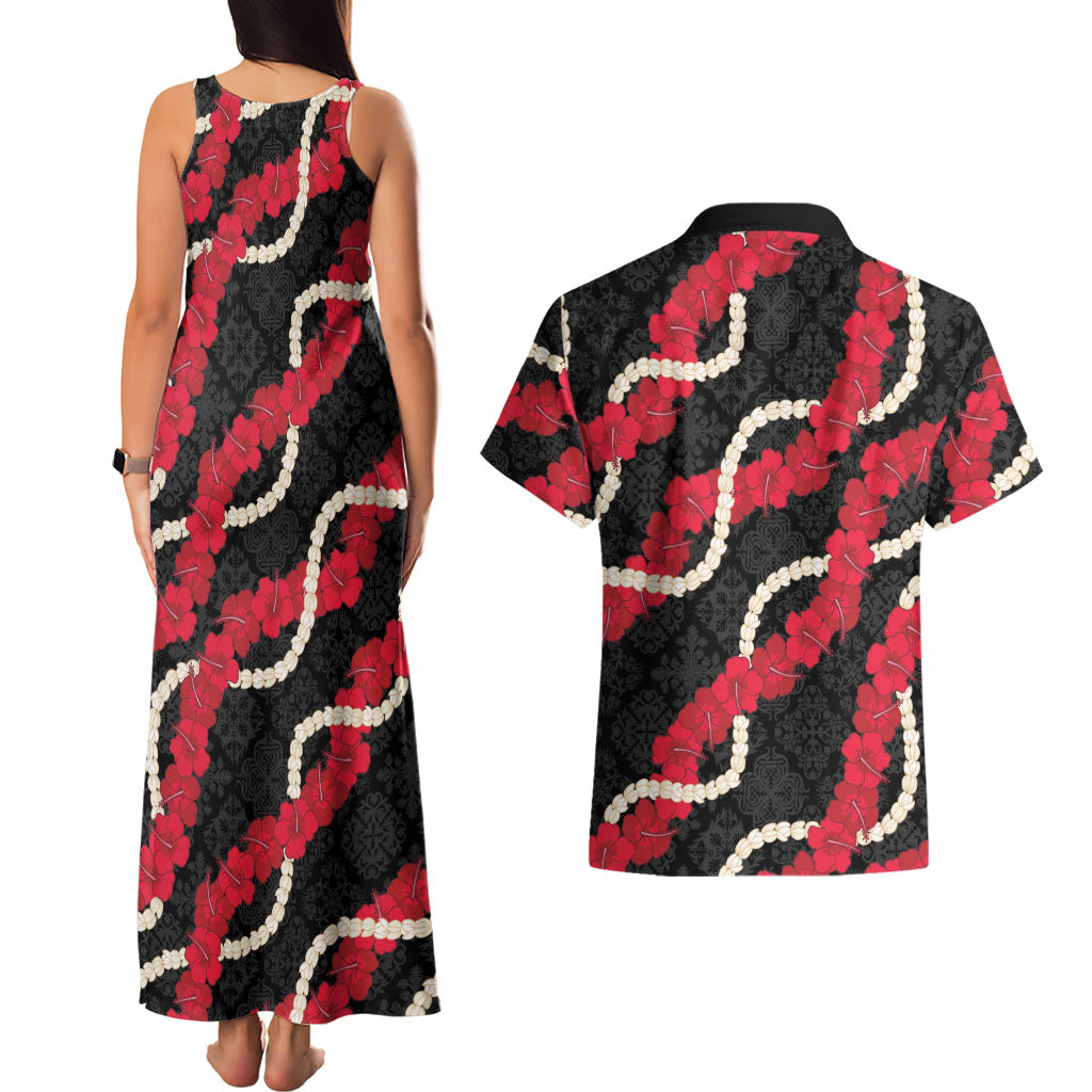 Aloha Ula'ula Hibiscus Pikake Lei Couples Matching Tank Maxi Dress and Hawaiian Shirt Hawaiian Quilt Pattern