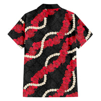 Aloha Ula'ula Hibiscus Pikake Lei Family Matching Off The Shoulder Long Sleeve Dress and Hawaiian Shirt Hawaiian Quilt Pattern